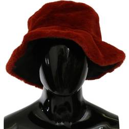 Dolce & Gabbana Red Bordeaux Fur Wide Brim Bucket Hat