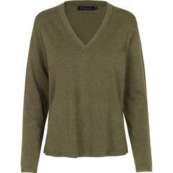 Wicky V-Neck Sweater - Olive Green