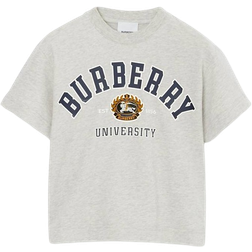 Burberry Kid's Logo Cotton Jersey T-shirt - Deep Dove Gray Mel