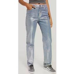 Only Straight leg jeans Blue Denim Silver Coating Onljaci Mw Silver Coated Jns Dn Jeans