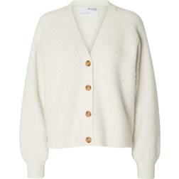 Selected Ribbed Knitted Cardigan - Birch