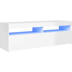 vidaXL Cabinet with LED Lights High Gloss White TV-bord 120x40cm