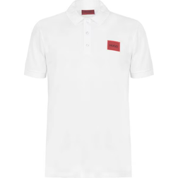 Hugo Boss Dereso Cotton Piqué Slim Fit Polo Shirt with Logo Label - White