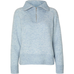 Selected Lulu Mika Half Zip Jumper - Cashmere Blue