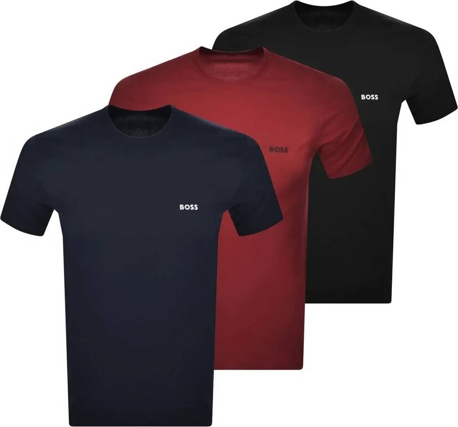 Hugo Boss Bodywear Cotton T Shirts 3 Pack Burgundynavyblack • Pris 