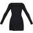 PrettyLittleThing Ribbed Split Hem Square Neck Long Sleeve Bodycon Dress - Black