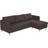 Chaiselong Anthracite Sofa 219cm 3 personers