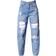 PrettyLittleThing Wash Ripped Mom Jeans - Blue