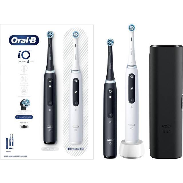 Oral-B Braun iOG5d.2J6.2K iO5 Electric Toothbrush Duo Pack Matt Black Quite  White • Pris »